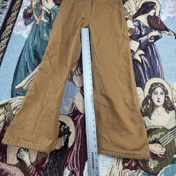 Carhartt Boys Youth Size 10 Brown Canvas Plaid Flannel Lined Carpenter Pants - Picture 5 of 10